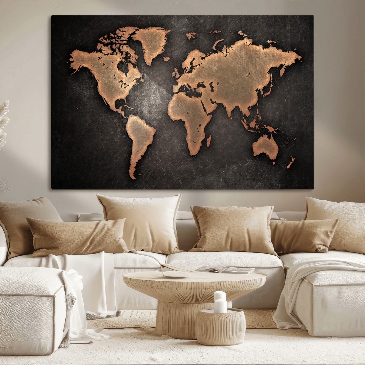 World Map Canvas Print | Framed Travel Map Wall Art for Couples