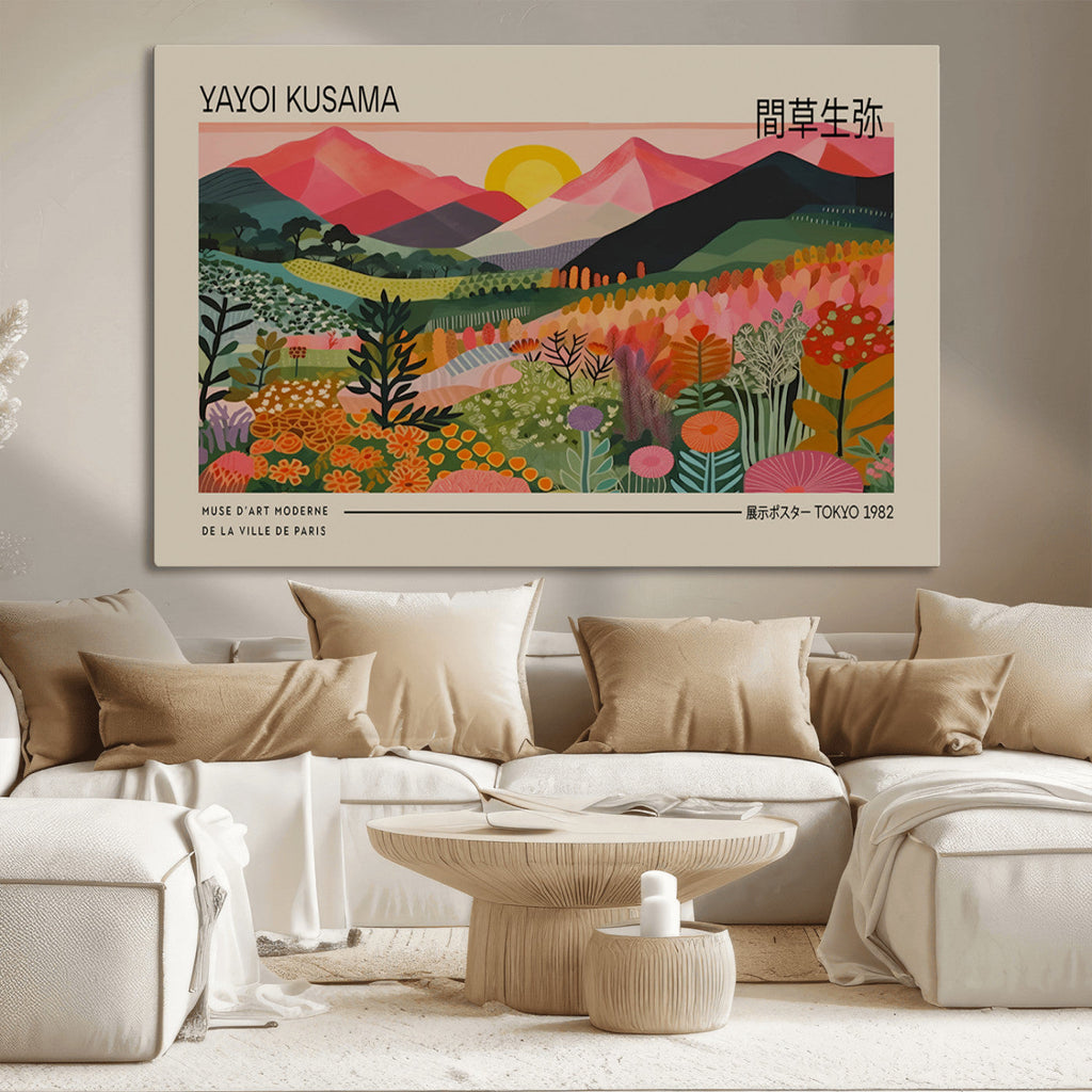 Yayoi Kusama 1986 Wall Art Print, Wabi Sabi Japanese Vibrant Abstract Landscape Canvas