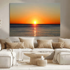 Golden Horizon Sunset Over Ocean Wall Art Canvas Print | Tropical Beach Canvas
