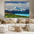 Mount Cook and Lake Pukaki Canvas Wall Art Print | Majestic Snow Capped Peaks