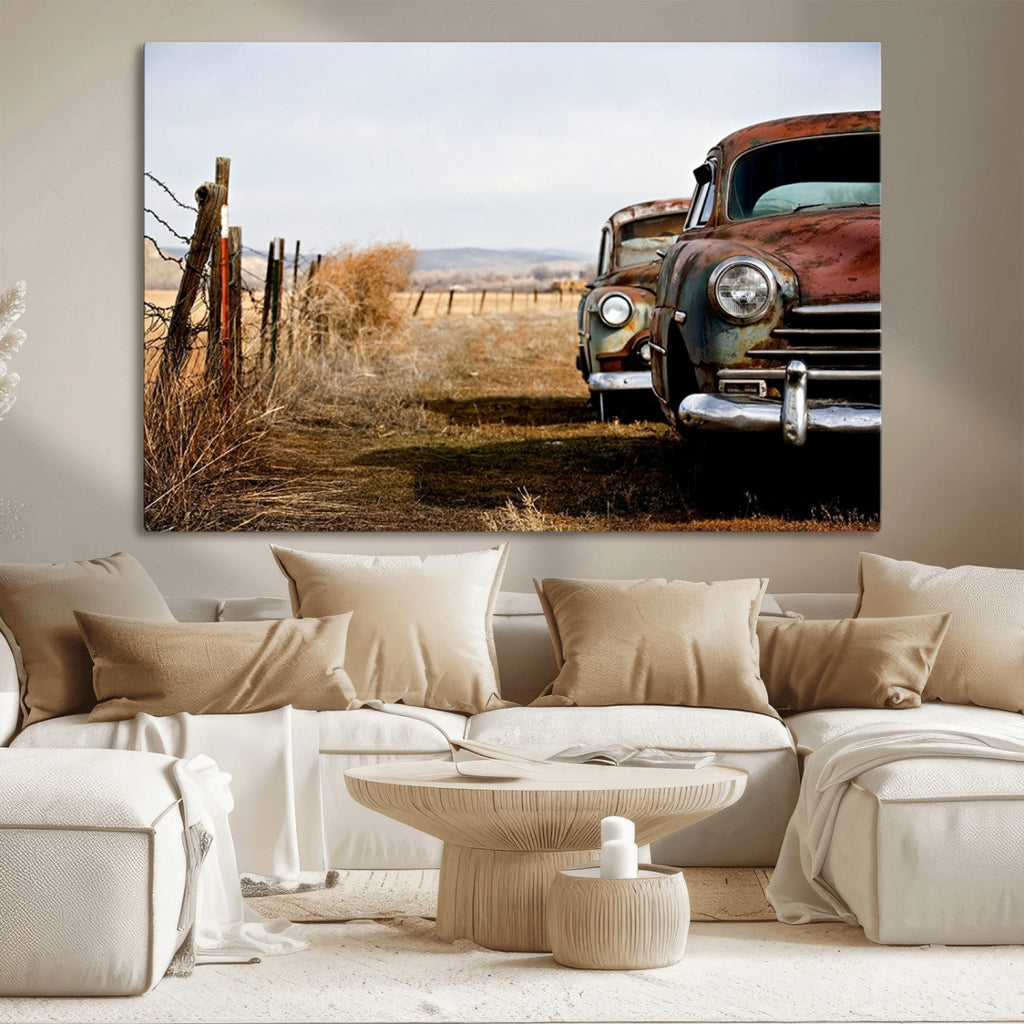 Old Rustic Classic Car Wall Art Canvas Print