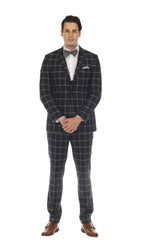 Copper Hunter Green 3pc Slim Fit Notch Lapel Suit with Double Breasted Vest