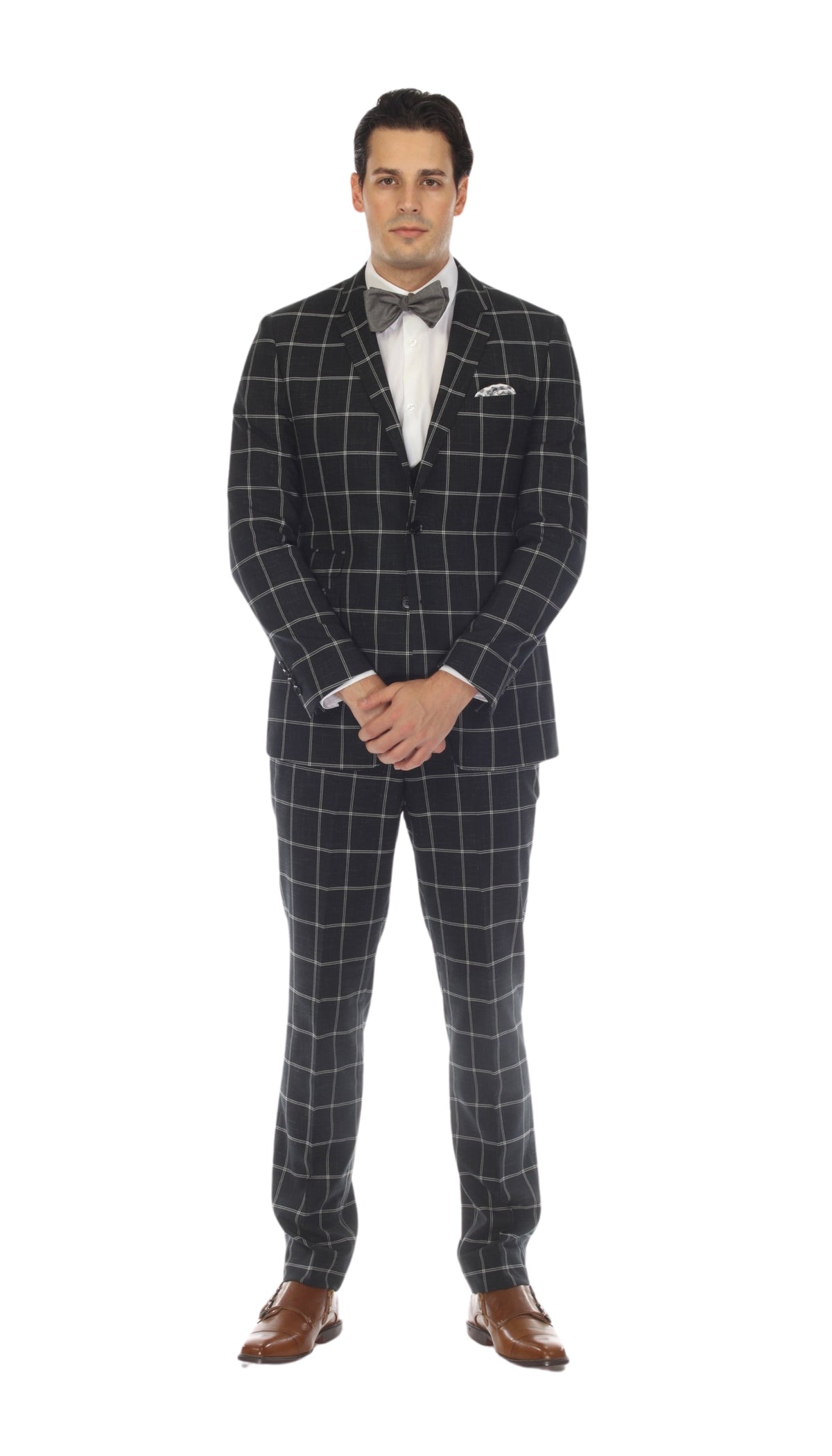 Copper Hunter Green 3pc Slim Fit Notch Lapel Suit with Double Breasted Vest