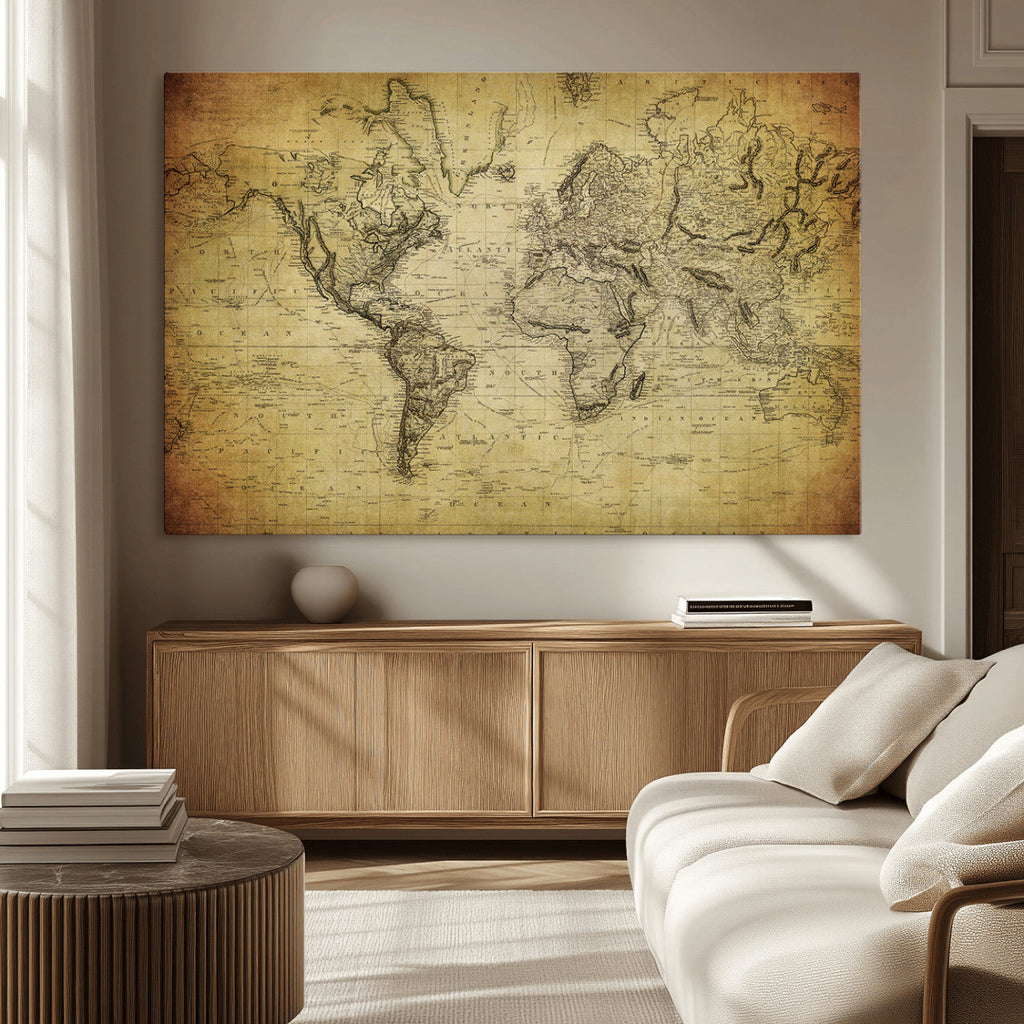 Push Pin World Map Canvas Print | Travel Tracker Wall Art
