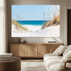 Serene Coastal Dune Path with Ocean View, 3-Panel Beach Canvas Wall Art