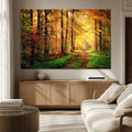 Sunlight Through Trees Wall Art Canvas Print | Autumn Forest Wall Art
