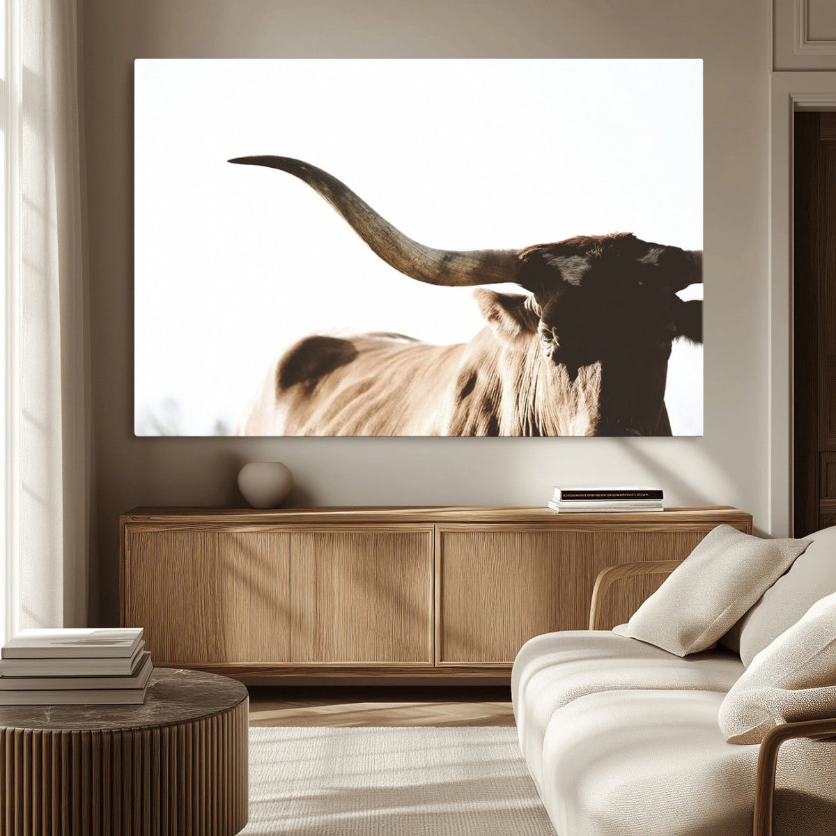 Texas Longhorn Wall Art Canvas Print, 3-Panel