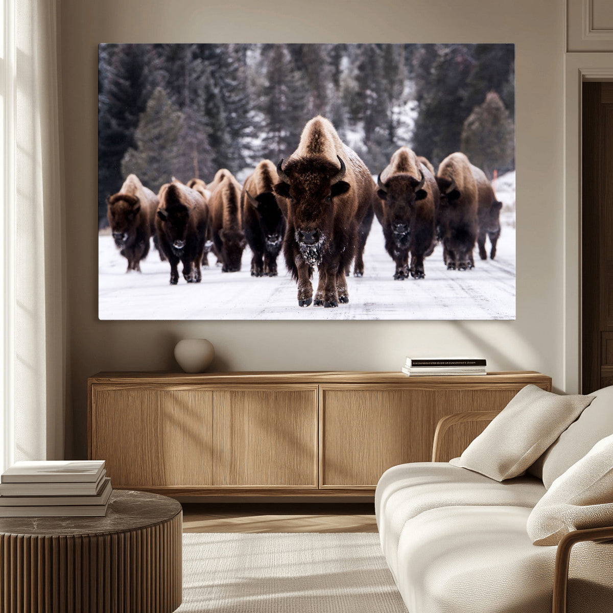 Bison Wall Art Canvas Print, Bison Herd Canvas Wall Art