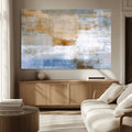 Blue Multi Panel Abstract Wall Art Canvas, Abstract Blue and Gold Canvas Print