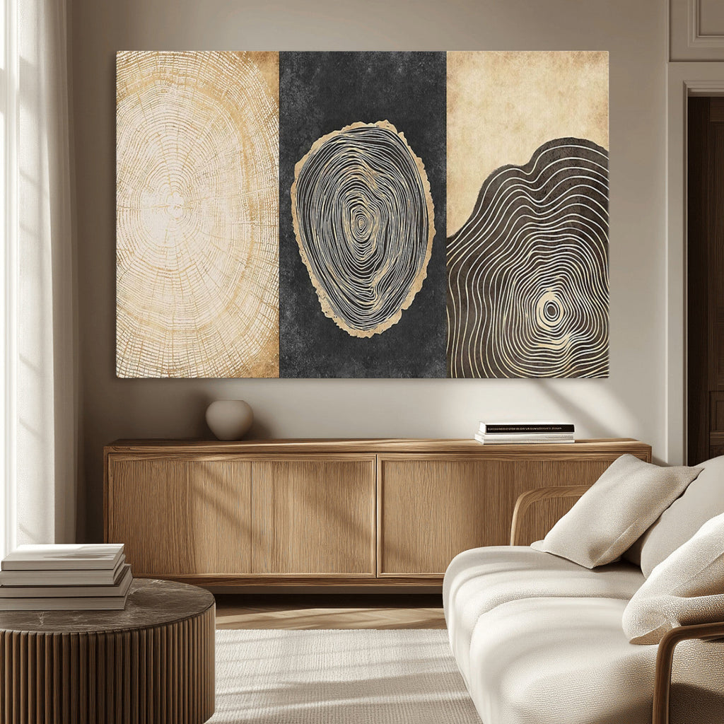Tree Rings Canvas Wall Art Print, Minimalist Natural History in Modern Decor