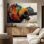 Abstract Guitar Wall Art Canvas | Vibrant Music-Inspired Art for Living Room or Studio