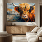 Highland Cow Abstract Canvas Wall Art, Bold Farmhouse Decor