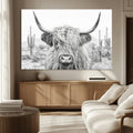 Rustic Charm, Cow Longhorn Black White Bighorn Wall Art