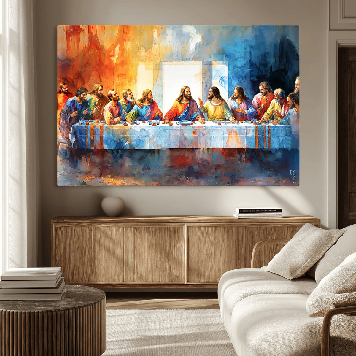 Abstract Watercolor The Last Supper Wall Art