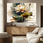 Lotus Flower Watercolor Canvas Print | A Symbol of Serenity and Growth in Soft Watercolors