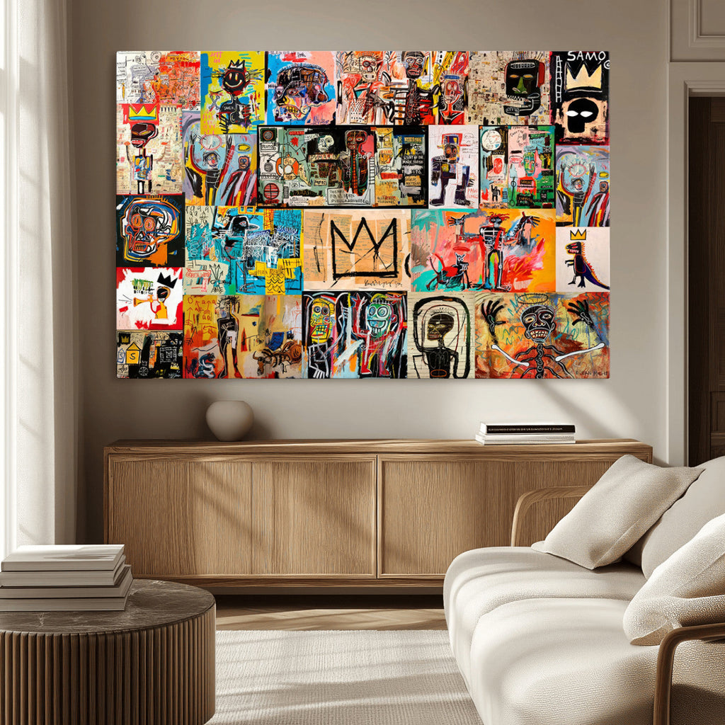 Abstract Art Collage Wall Art Canvas Print, Urban Graffiti Style