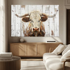 Rustic Longhorn Bull Wall Art Canvas Set