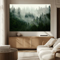 Misty Forest Wall Art | Tranquil Green Woodland Canvas Print