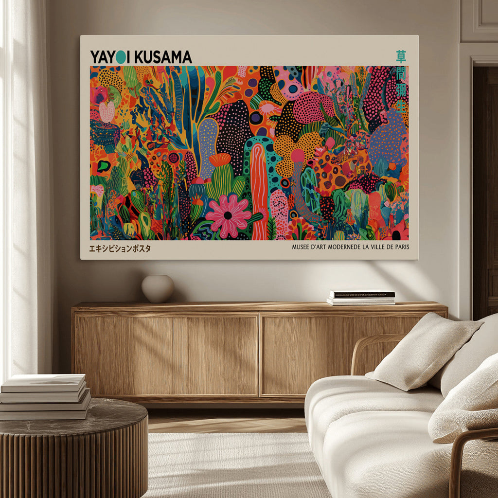 Framed Yayoi Kusama 1986 Wall Art Print | Japanese Wall Art, Wabi Sabi Abstract Landscape