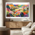 Framed Yayoi Kusama 1986 Wall Art Print | Japanese Wabi Sabi Vibrant Abstract Landscape Canvas