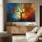 Yggdrasil Tree of Life Mosaic Stained Glass Wall Art Canvas Print