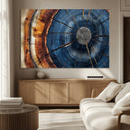 Framed Abstract Tree Ring Wall Art Print, Natural Rustic Wood Grain Canvas Print
