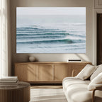 Ocean Waves Wall Art Canvas Print, Framed Surfer Lineup on a Crowded Ocean
