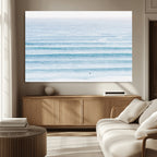 Ocean Wave Surfer Wall Art | Framed Minimal Seascape Canvas