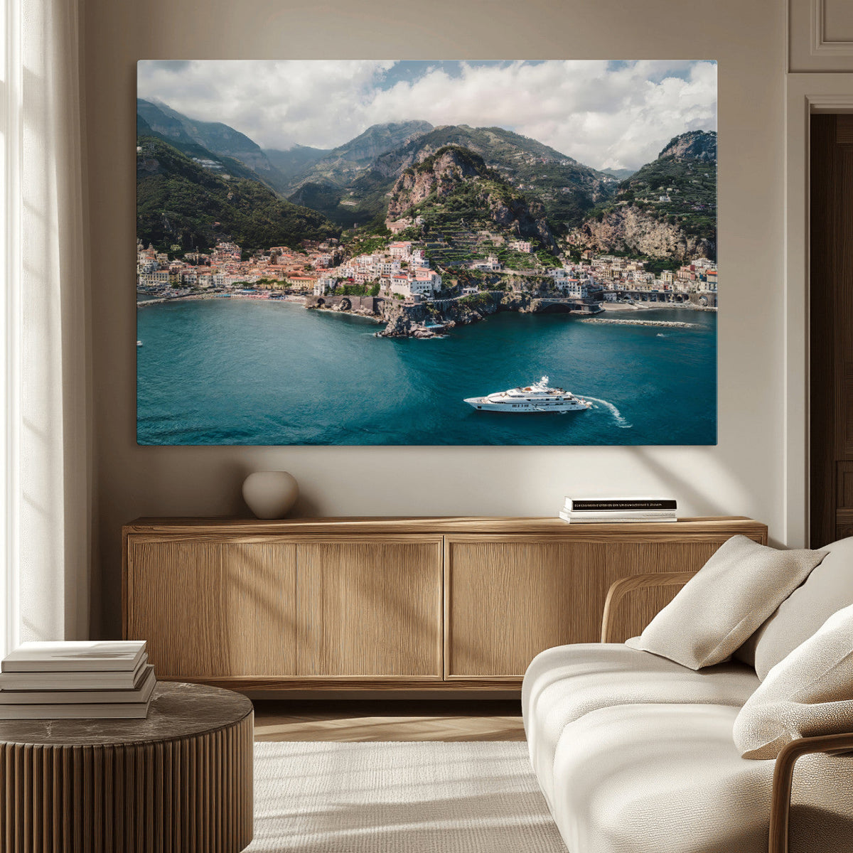 Amalfi Coast Wall Art | Framed Italian Seaside Canvas