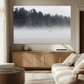 Surfer Fog Wall Art Canvas Print, Framed Foggy Beach and Coastal Surf Scene