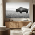 Bison Wall Art Canvas Print, Framed Rustic Wildlife Scene with Wild Buffalo