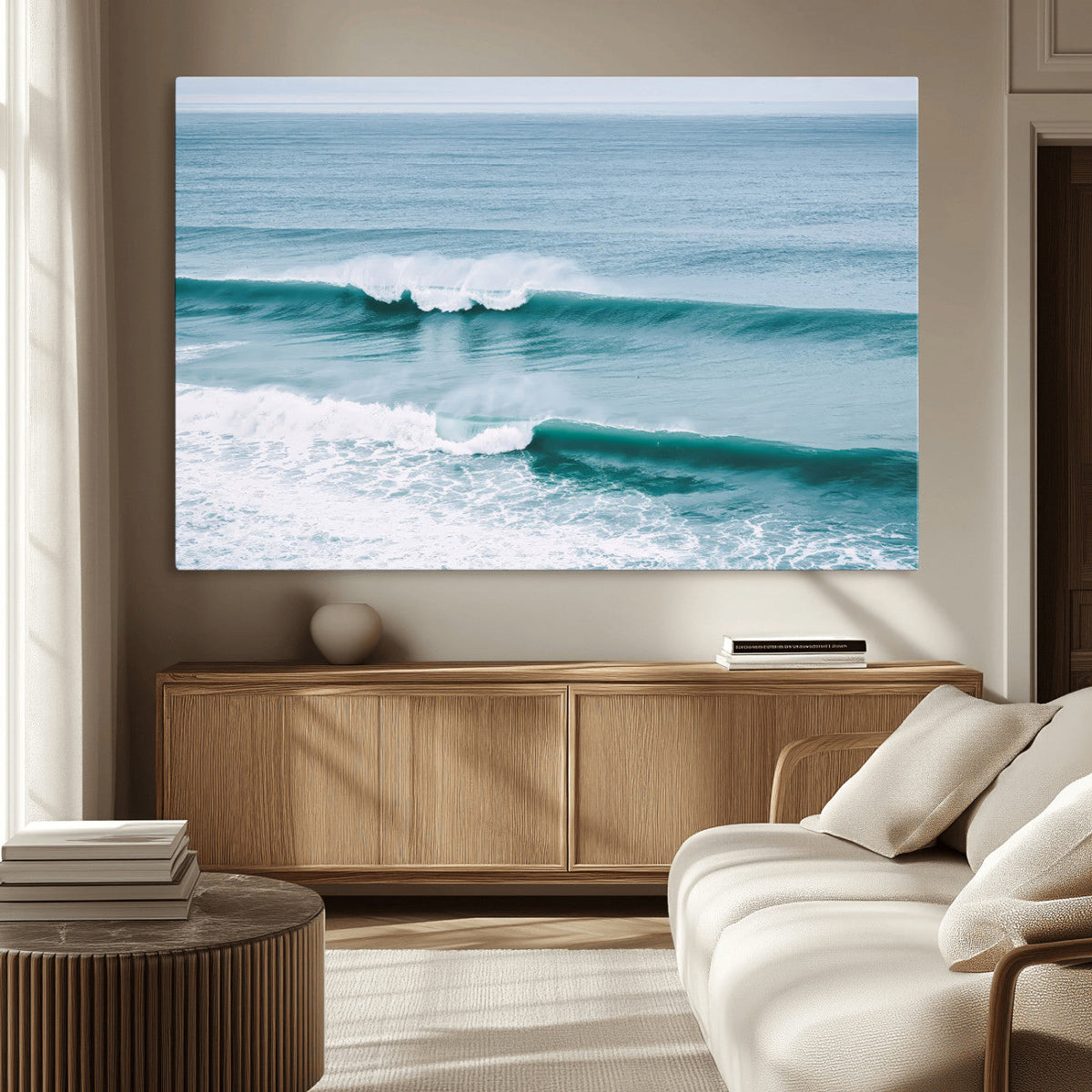 Ocean Swell Wall Art Canvas Print, Framed Surf Waves and Blue Water Scene
