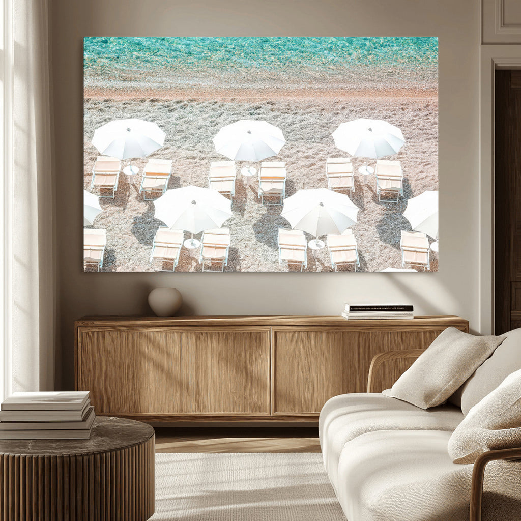 Calm Beach Wall Art | Framed Turquoise Water Canvas Artwork