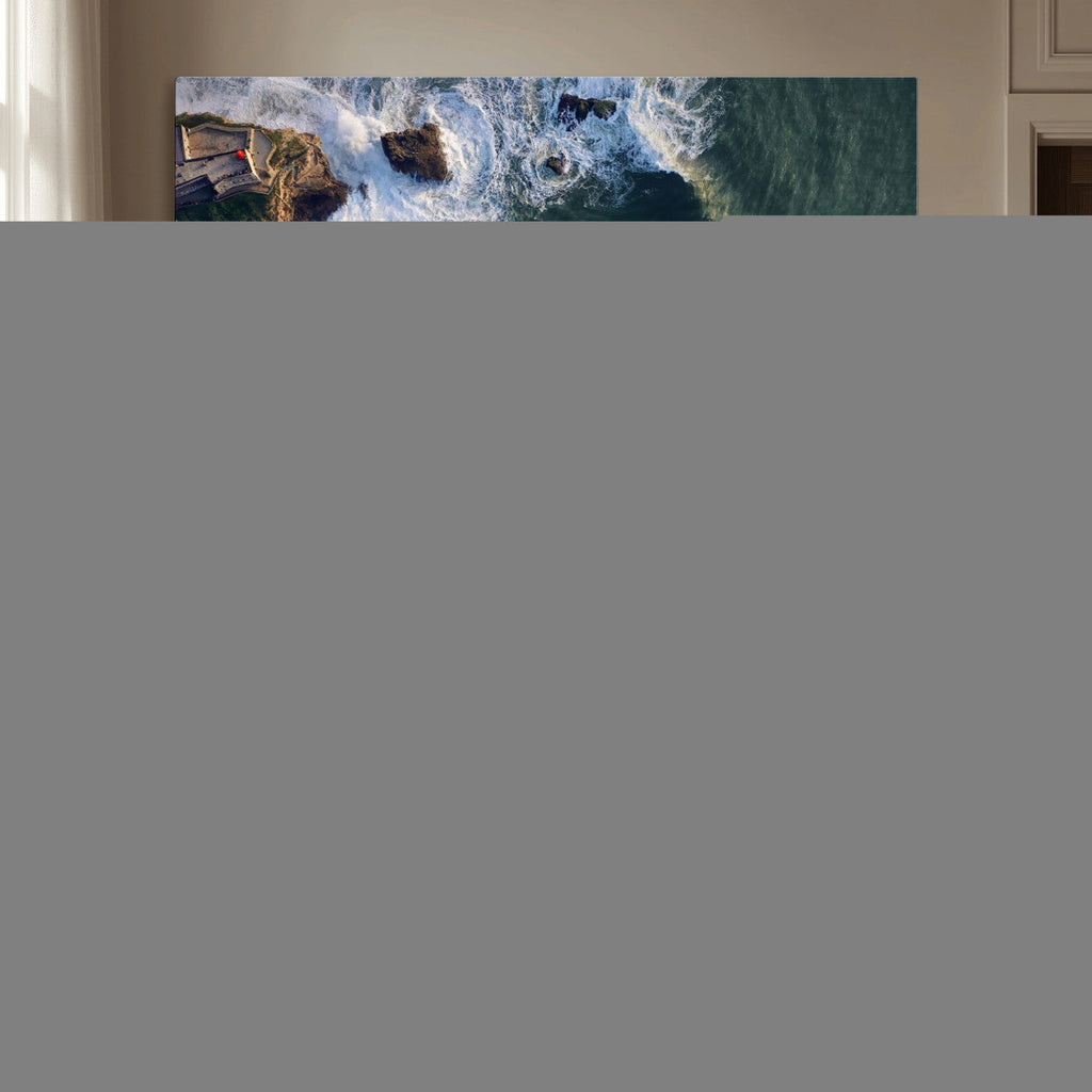 Ocean Wave Wall Art | Aerial Coastal View Canvas Artwork