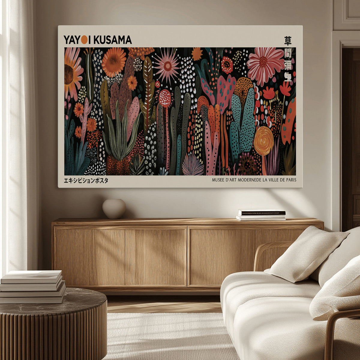 Modern Japanese Wall Art Canvas Print, Framed Abstract Mount Fuji Zen Landscape