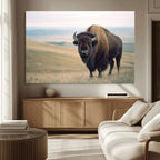 Bison Wall Art Canvas Print, Framed American Buffalo Rustic Western Artwork