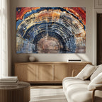 Tree Rings Wall Art Canvas Print, Framed Petrified Wood Art, Modern Rustic Decor