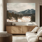 Mountain Landscape Wall Art Canvas Print, Framed Snowy Peaks Alpine Winter