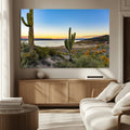 Saguaro Cactus Wall Art Canvas Print, Framed Desert Sunset Southwestern