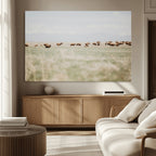 Bison Herd Wall Art Canvas Print, Framed Western Ranch Nature Scene