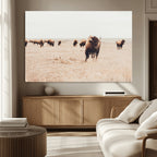 Bison Herd Wall Art Canvas Print, Framed Western Prairie Serenity