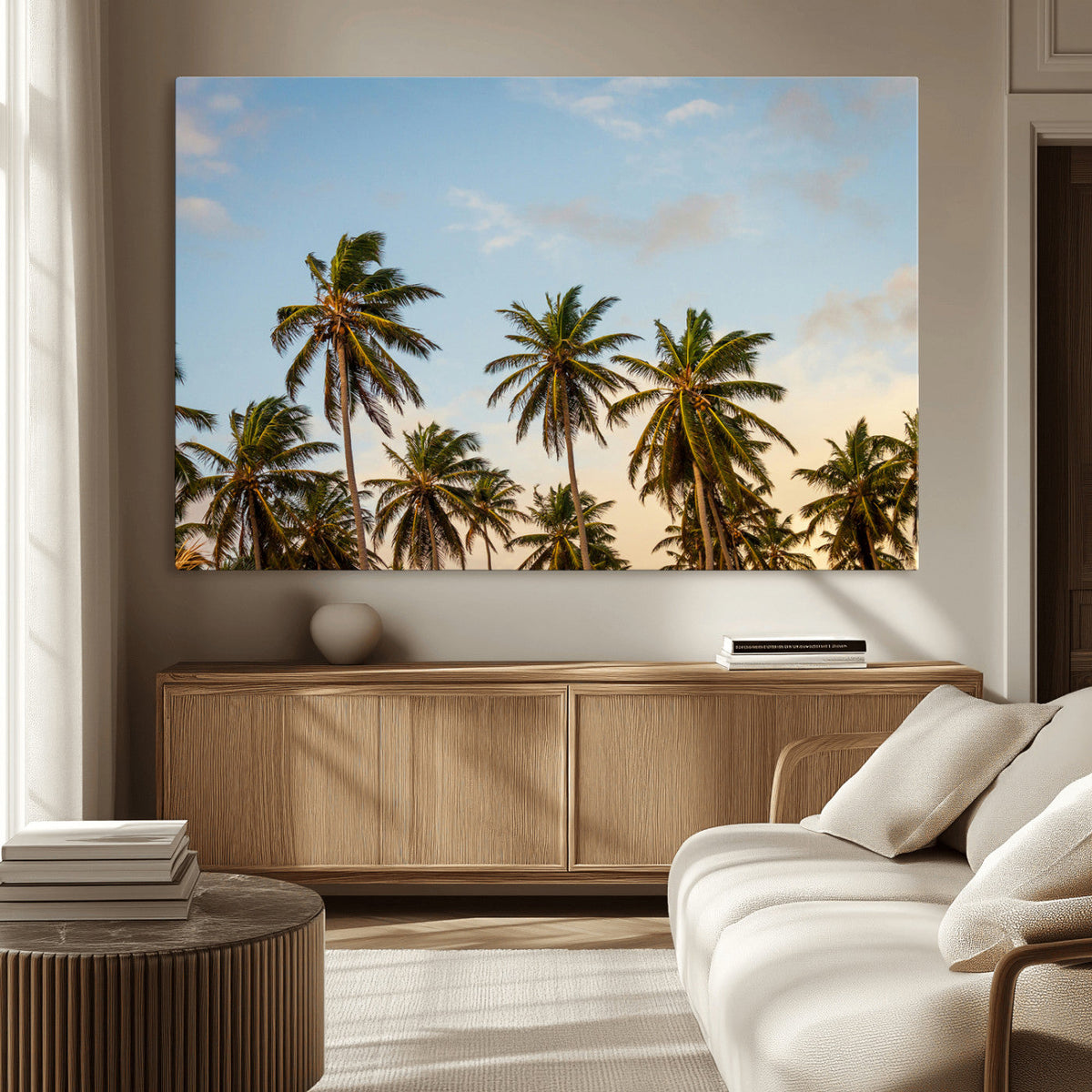 Palms Wall Art Canvas Print, Framed Tropical Coastal Nature Scene