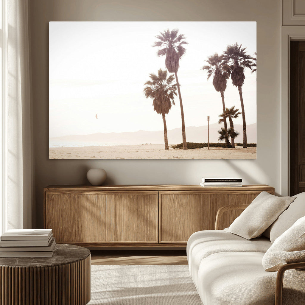 Coastal Light Wall Art Canvas Print, Framed Relaxing Shoreline Art, Minimalist Ocean Tropical Decor