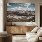 Mountain Landscape Wall Art Canvas Print, Framed Snowy Peaks Art, Rugged Highlands Rustic Adventure Decor