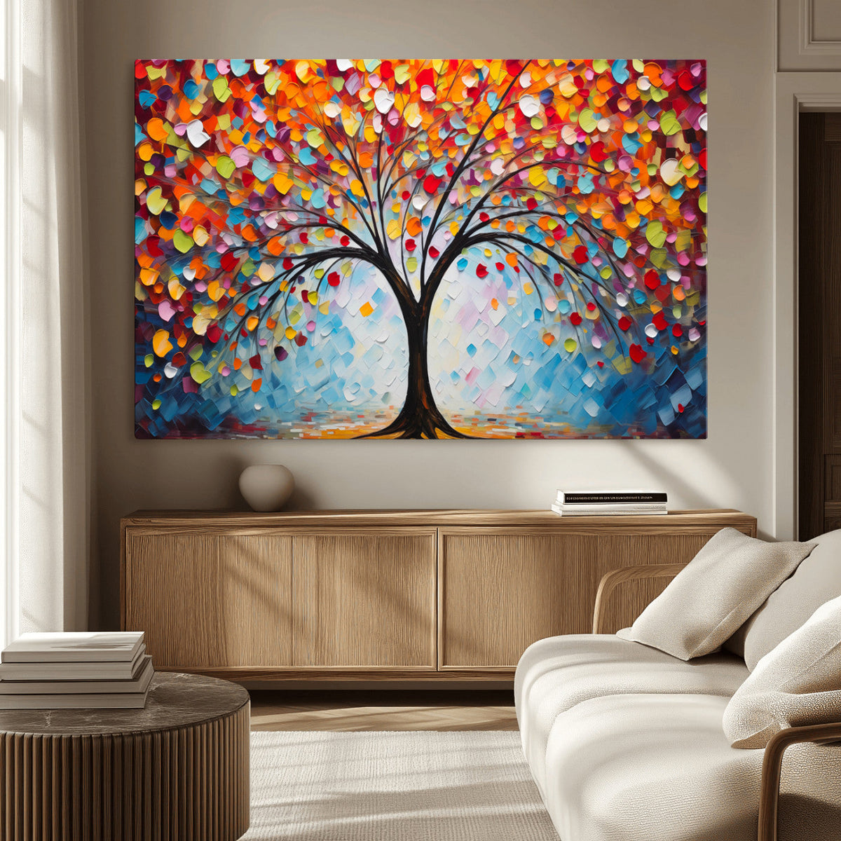 Vibrant Tree of Life Canvas Wall Art | Colorful Abstract Nature