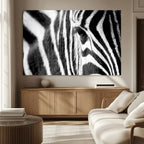 Zebra Stripes Wall Art Canvas Print, Black and White Close Up Wildlife Pattern