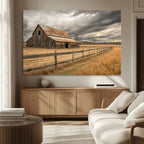 Rustic Farm Barn Wall Art Canvas Print, Stormy Sky Country Decor