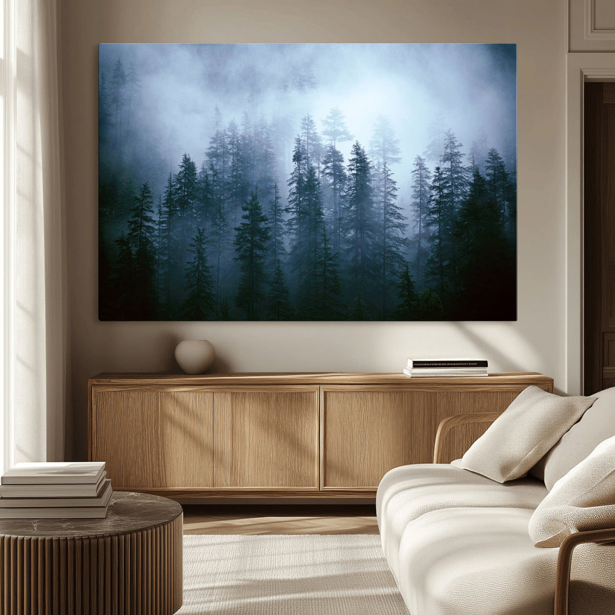 Foggy Pines Misty Forest Wall Art Print