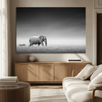 Elephant and Zebra Wall Art Canvas Print, Modern Artwork