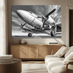 Vintage Airplane on Runway Canvas Print